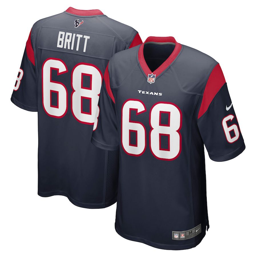 Men Houston Texans 68 Justin Britt Nike Navy Game NFL Jersey